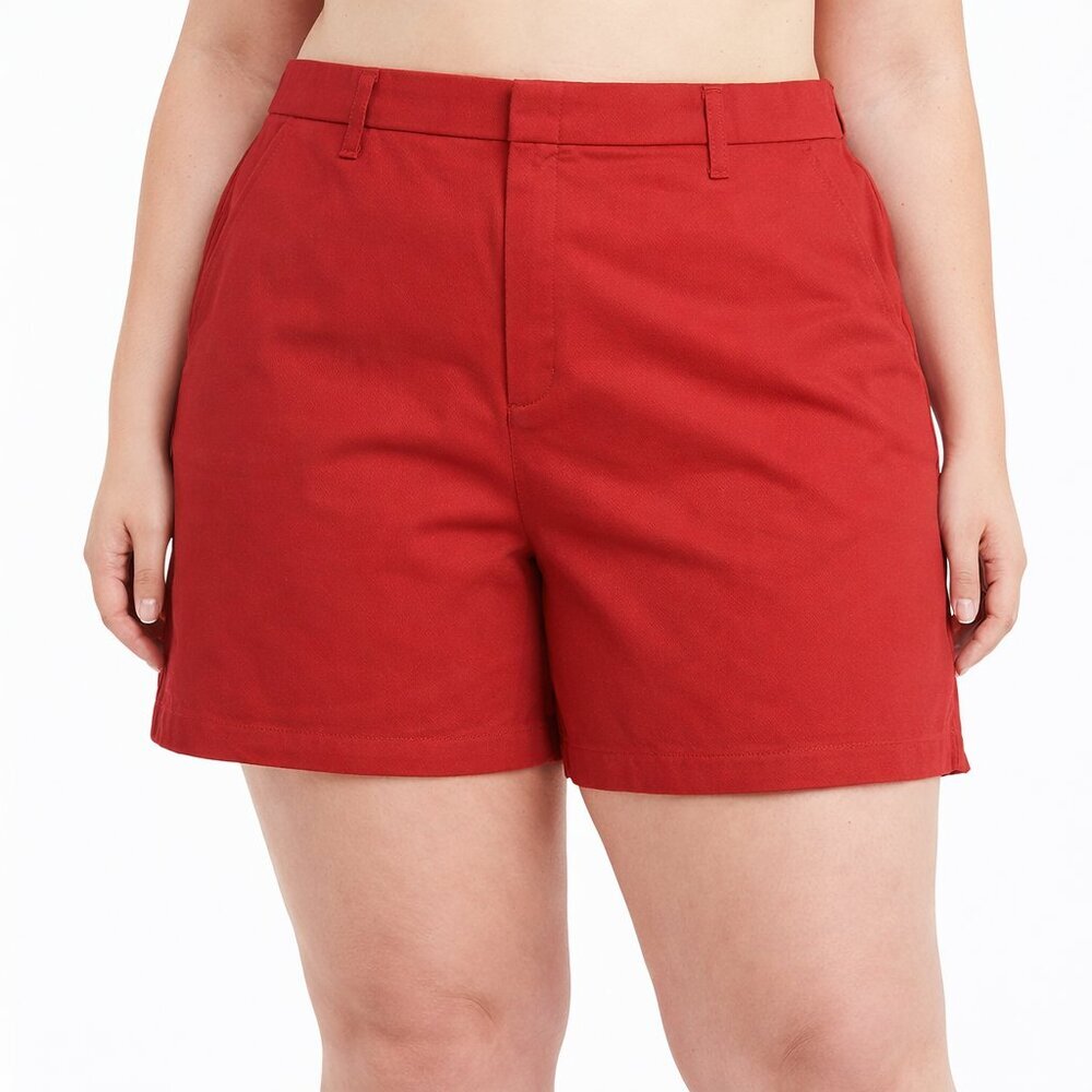 New JAG Jeans Maddie Mid Rise 8” Shorts Stretch Twill Coral